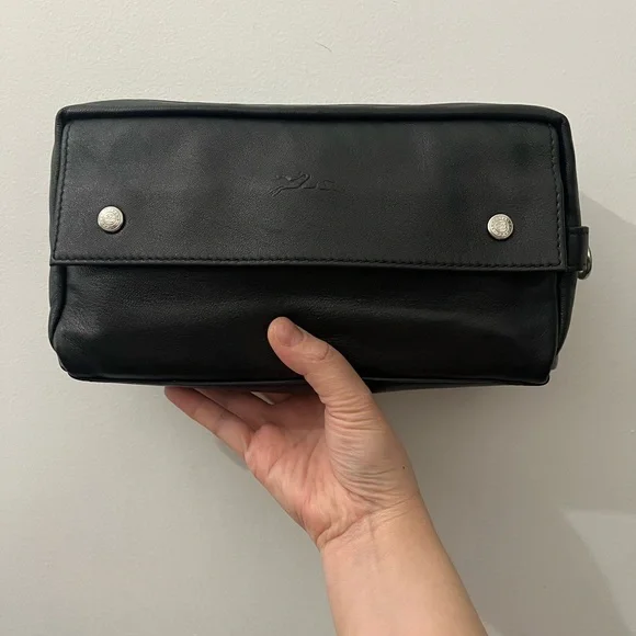 Longchamp Men’s Black Leather Pouch - Picture 1 of 11